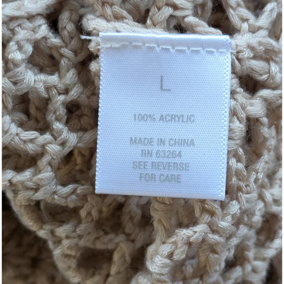 New Westport 1962 Crochet Tunic Top Large Beige Open Knit Boho Coastal Festival - Picture 10 of 11
